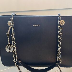 DKNY Black Shoulder Bag with Chain Straps